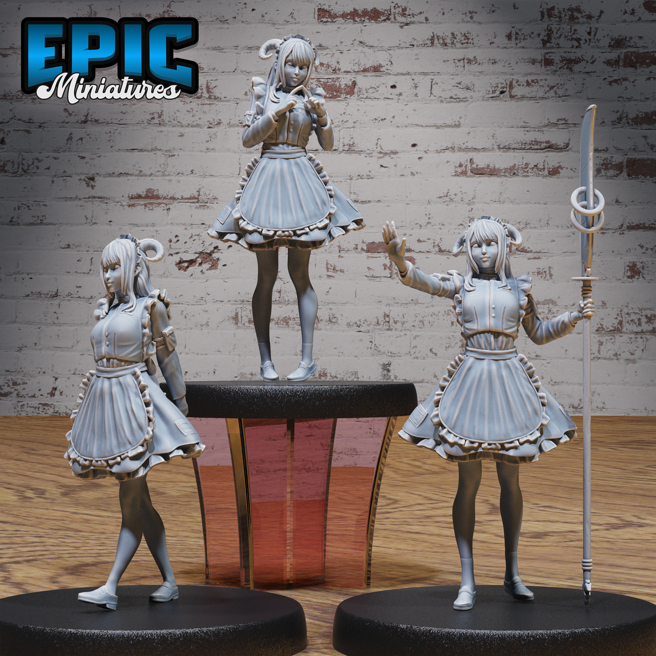 Tiefling Maid Set / Human Devil Hybrid / Evil Humanoid / Horned Demonic Beast / Mythic Demon / Ruthless Trickster / Hell Army